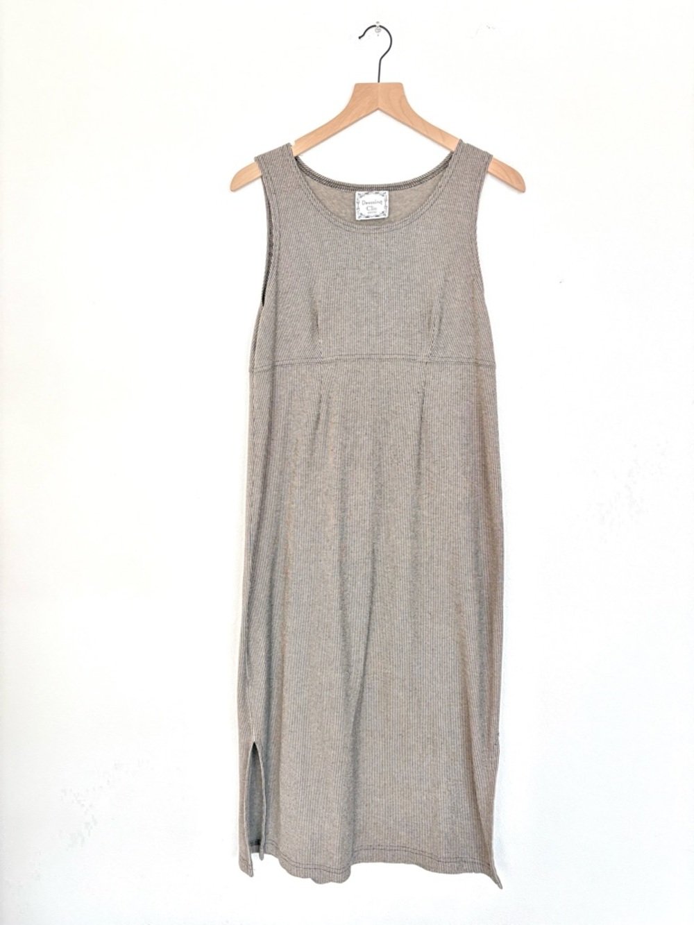 90s pinstripe maxi - soft cotton blend dress - Petite Large - EUC